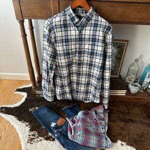 Banana Republic Navy and White Plaid Button-Down Shirt